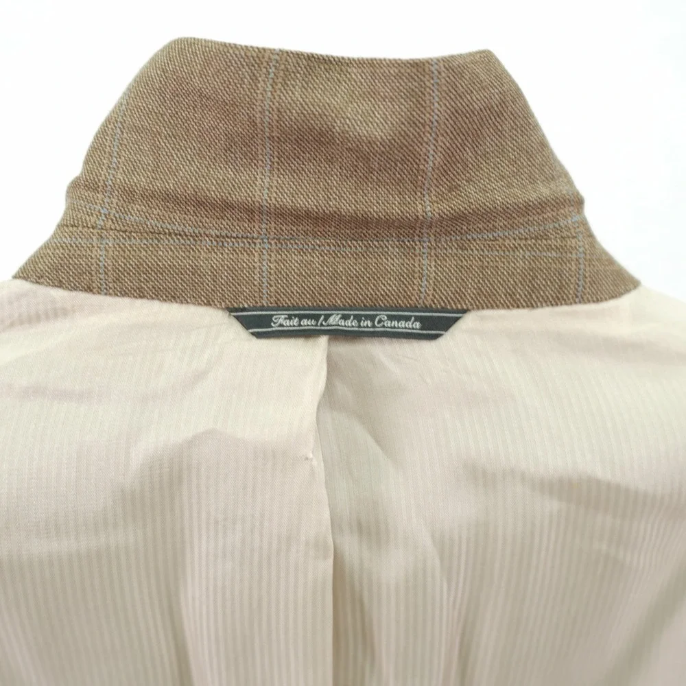 Jack Victor Wool Brown Sharkskin With‎ Blue Windowpane Blazer 40R Valutowood SPJ